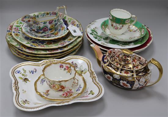 A group of mixed decorative ceramics and a Derby teapot